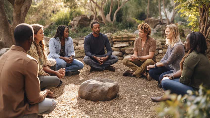 Gesundheit: Das harmonische Zusammenspiel von Körper, Geist und Seele 3 Gruppenmeditation im Freien